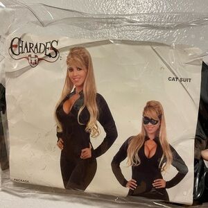 Charades Adult Woman Cat Suit Halloween Costume Size Medium